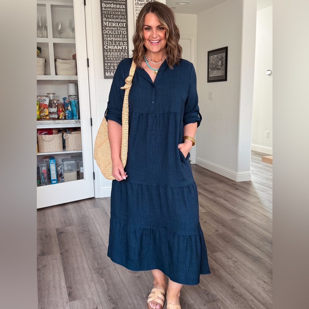 Long sleeve Navy Blue Women's Dress